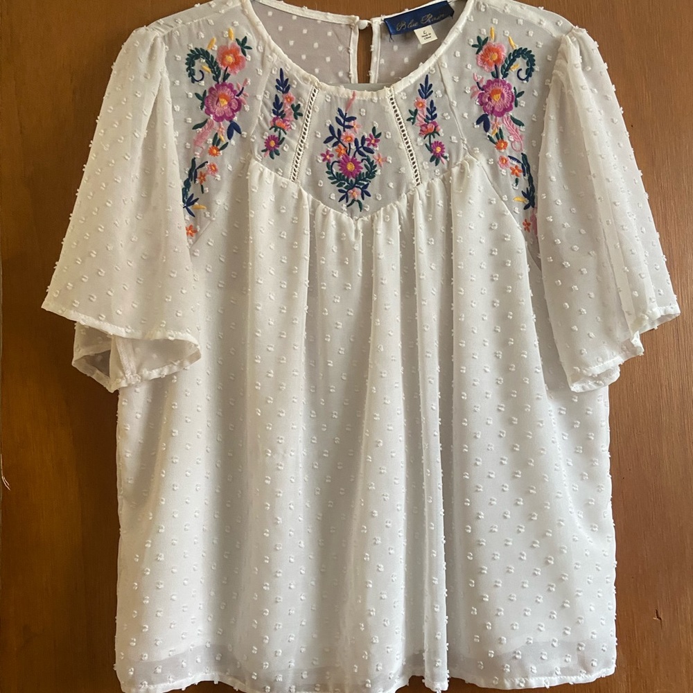 white floral blouse